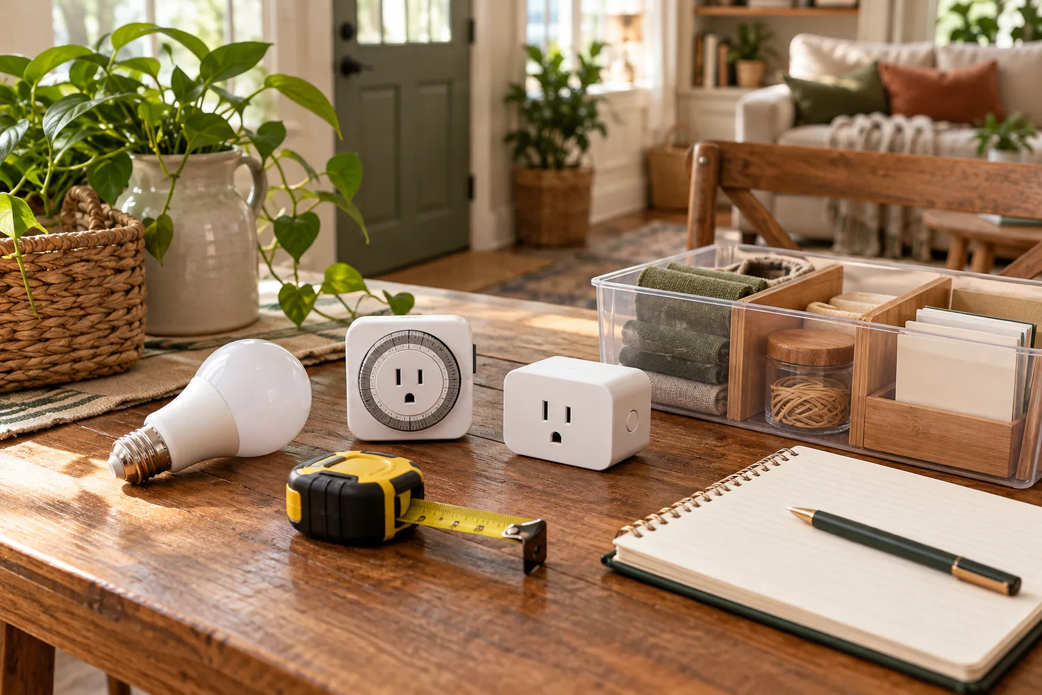 Unbranded household tools and smart-home devices arranged for a practical comparison